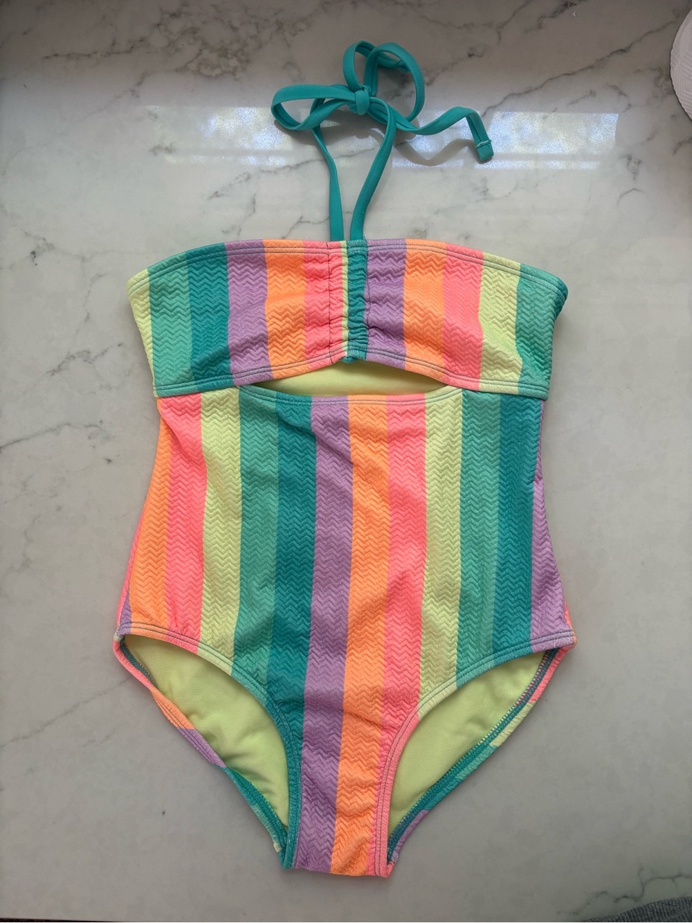 Like New! art class Multicolor Pastel Stripe One-Piece Swimsuit